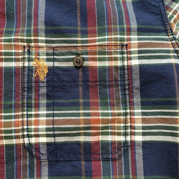 NEW US Polo Assn Plaid Button Down Shirt Long Sleeve Cotton Blend Pocket Thick M - Picture 6 of 12
